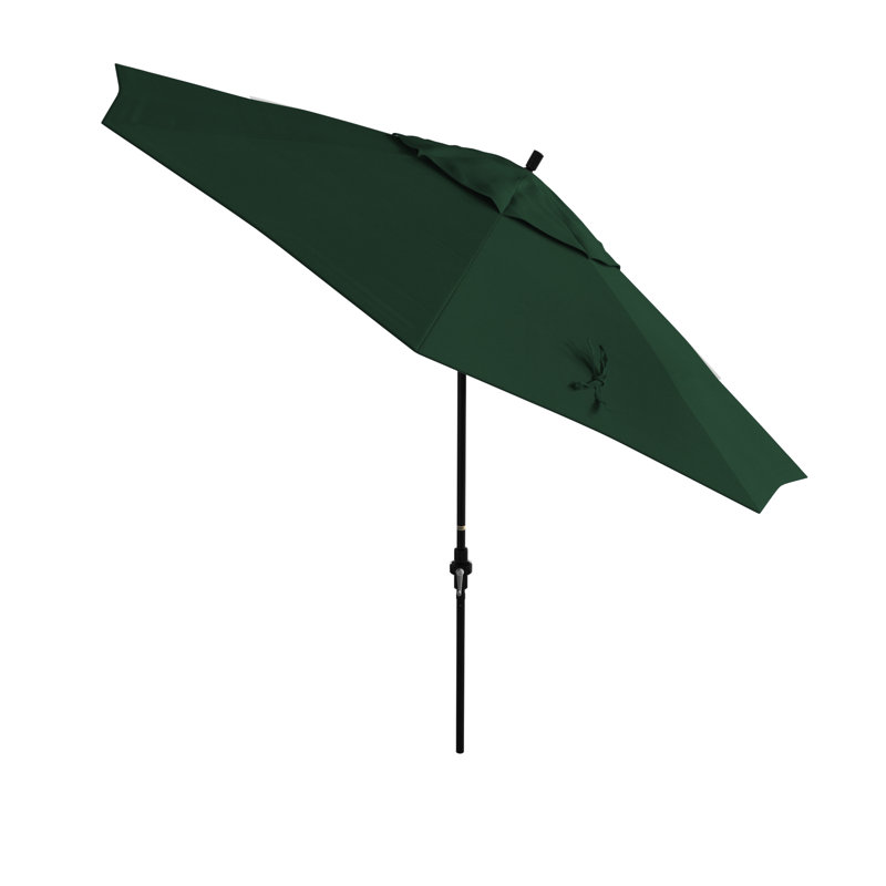 Parasol de patio 11 pieds avec manivelle en aluminium en oléfine, Vert