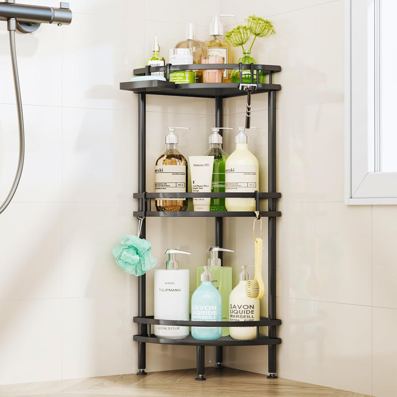 Hapirm Corner Shower Caddy - 3-Tier Rustproof Shower Organizer With Soap Holder And Hooks, Space-Saving Bathroom Storage With Adhesive Mounting