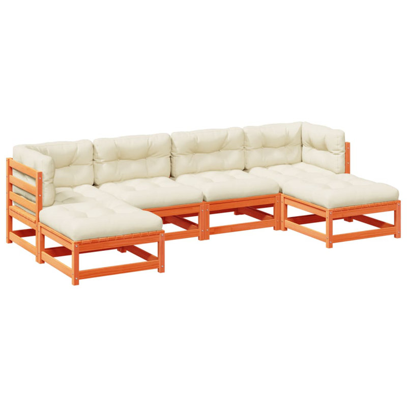 Ensemble de canapé de patio en bois massif 6 pièces Lark Manor ™, Beige/brun