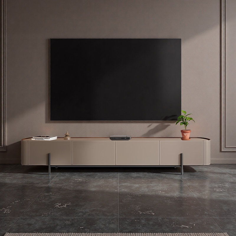 Meuble télé en cuir italien, H 19,7 po x L 70,9 po x l 15,7 po