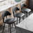 Upholstered Counter Stool With Curved Back And Metal Base-127962095