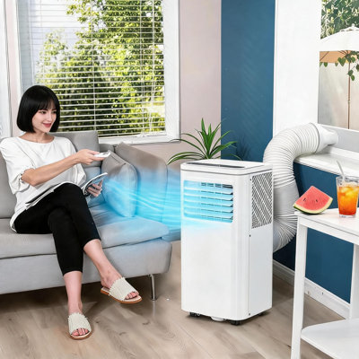 Confort 3-en-1 polyvalent | Climatiseur portatif 10000 BTU - Refroidissement rapide, déshumidificateur, ventilateur, affichage à DEL, télécommande, minuterie 24H, ensemble de fenêtre, balançoire à 4 voies - pour chambre à coucher, bureau.