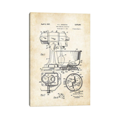 Mélangeur de cuisine par brevet77 - reproduction de dessin sur toile tendue