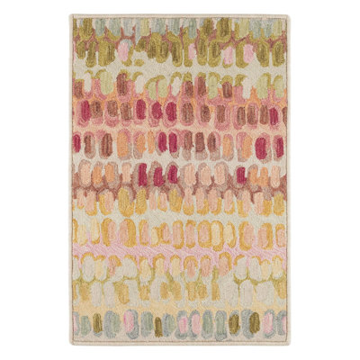 Paint Chip Pastel Hand-Hooked Abstract Wool Rug