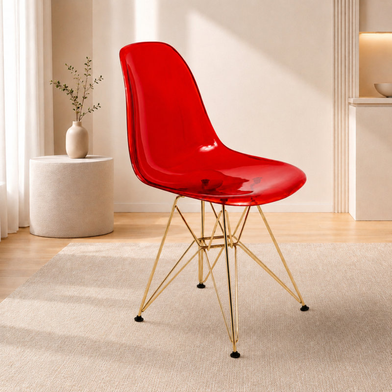 Chaise de salle à manger Northfleet, Simple, Doré, Rouge diaphane