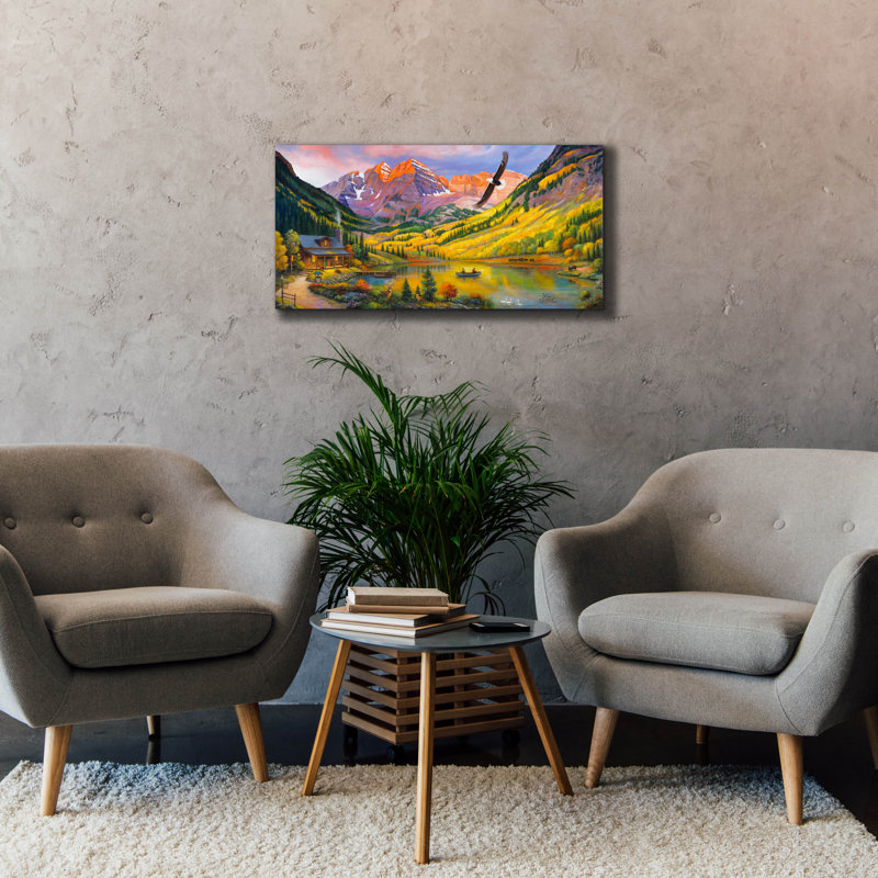«Rocky Mountain Retreat» par John Zaccheo, art mural sur toile, H 20 po x l 40 po