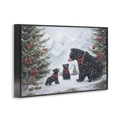 Christmas Black Bears Framed Giclee, design by Tina LeCour