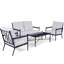 Ensemble de conversation en acier pour 4 personnes avec table en verre-651084396