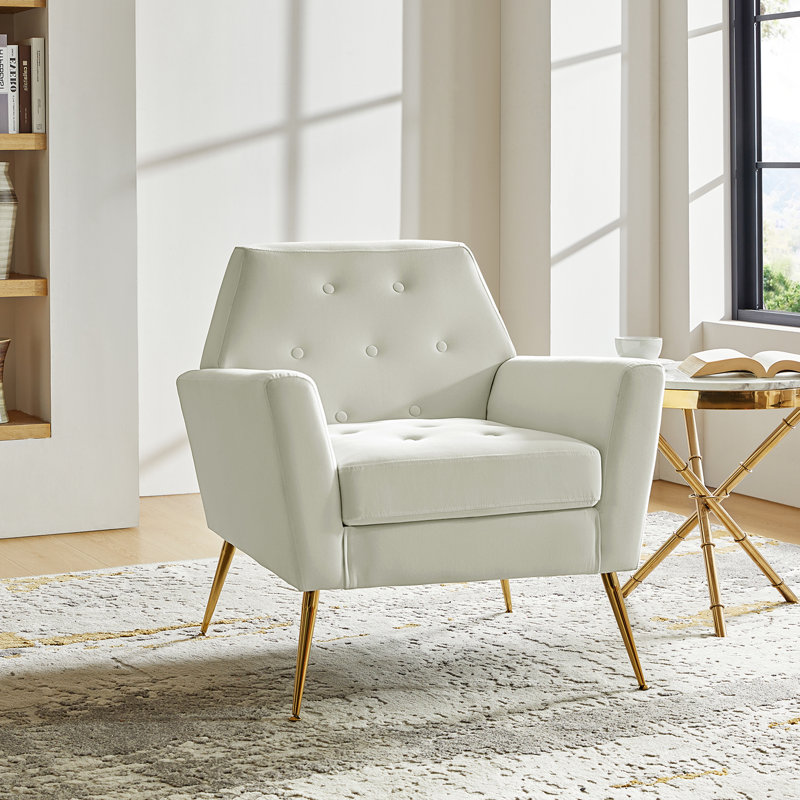 Chaise d'appoint Thaddeus, Velours ivoire