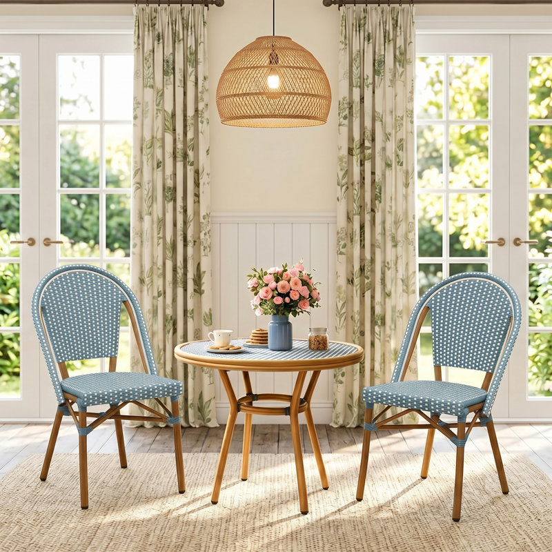Ensemble de 2 chaises bistro PURPLE LEAF, Bleu clair