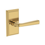 Kinsella Privacy Lever with Chamfered 5in Rose in Lifetime (PVD) Polished Brass