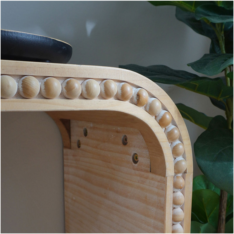 Console en bois naturel, table d'entrée de 59 po, table de style cascade courbée, console avec perles en bois, table d'entrée pour vestibule, couloir, salon, vestibule, couloir, bureau