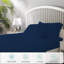 Ensemble de draps 100% coton égyptien pour lit double de très grande taille à densité de tissage 1000 fils pouvant accueillir un matelas jusqu'à une poche profonde de 18 po, taille très grand - Bleu marine uni-125132424-125132433