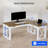 Wood L-Shaped Electric Standing Desk With Drawer-804742258
