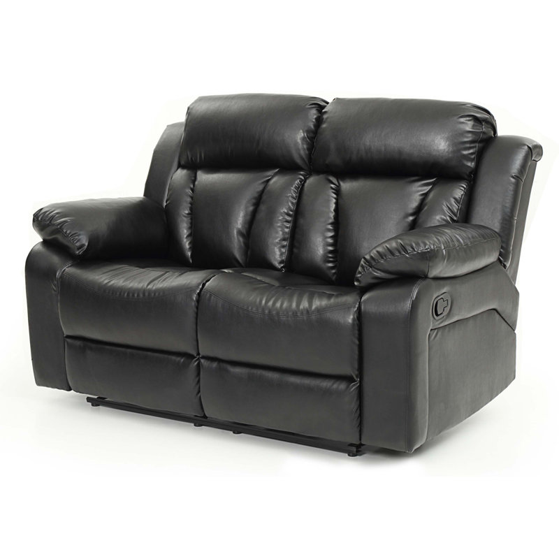 Barukh Faux Leather Recliner, Black Faux Leather