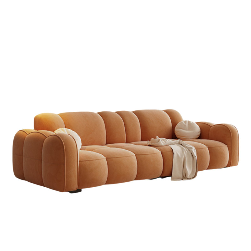 French Cream Modern Simple Sofa 82.68'' Upholstered