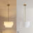 3-Light 20” Polished Brass & White Modern Farmhouse Drum Chandelier Light with Adjustable Height for Dining Room.-2043329507