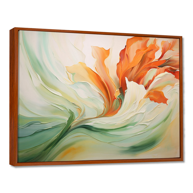 «Green Flowing Petals - Abstract Botanicals», impressions encadrées, H 12 po x l 20 po, Reproduction avec cadre flottant