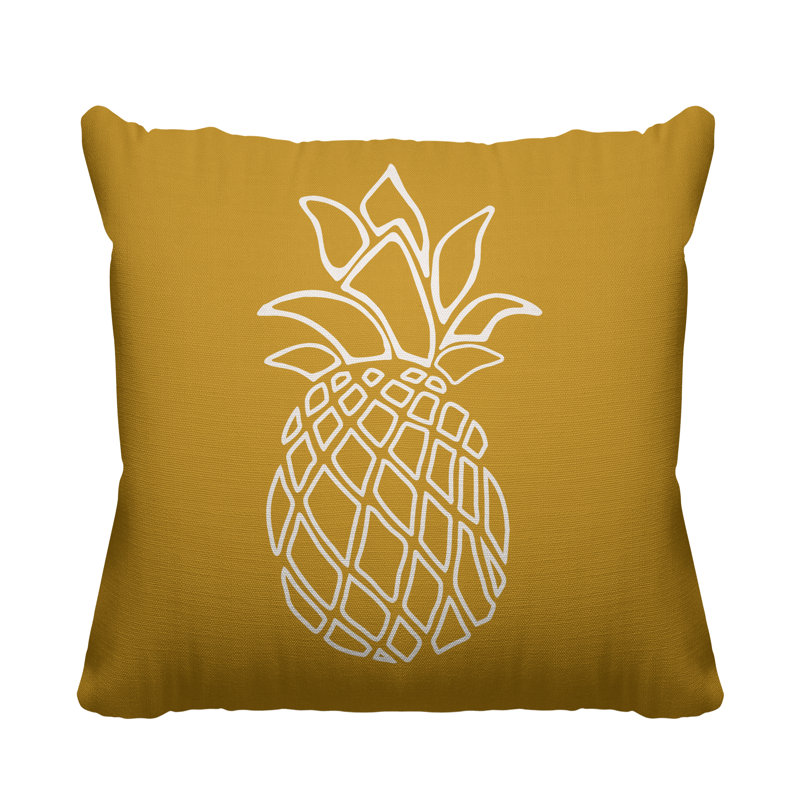 Calico Outdoor Reversible Throw Pillow, 15H" x 15W", Mustard