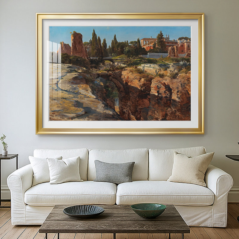 Ruines romaines - Edward Theodore Compton - reproduction encadrée avec passe-partout et verre Fin du 19e siècle / début du 20e siècle