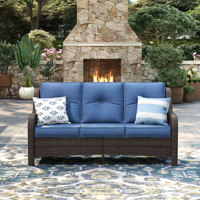 3-Seat  Outdoor Wicker Sofa Chair with Cushions