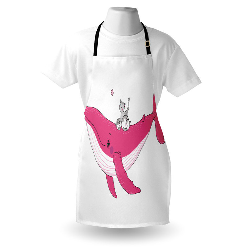 Tablier East Urban Home, unisexe, 3 grands chats magiques, taille adulte, rose