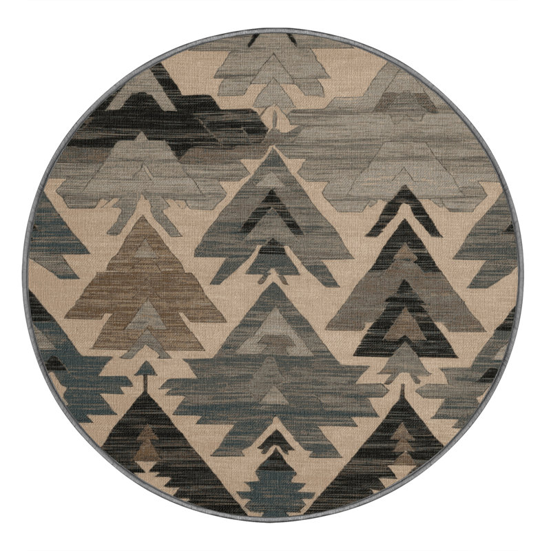 Tapis persan gris lavable à la machine, Rond 7 pi