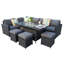 Ayeasha Rectangular 9 - Person Comer Sofa Set With Fire-Pit Dining Table with Cushions Rain Cover-1867178271-1867178270