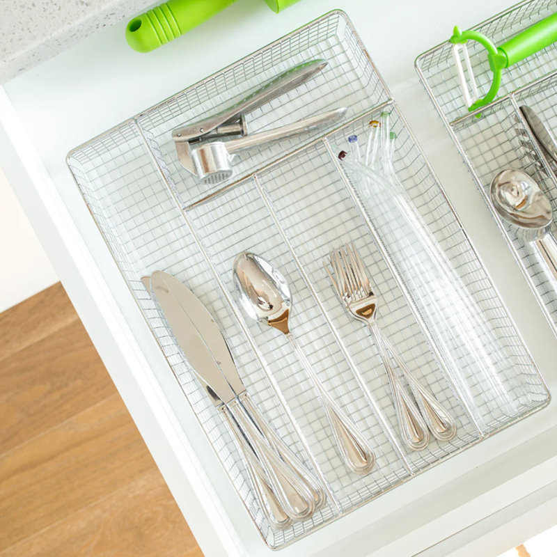 Chrome Cutlery Tray, Large