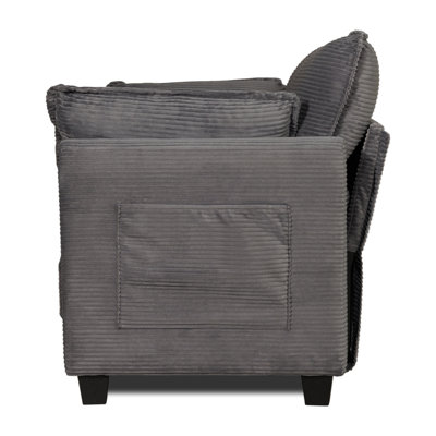 2-In-1 Convertible Corduroy Sofa Bed, 2-Seater Two-Form Switch Loveseat Sleeper Sofa With Side Storage, High-Rebound Sponge & Solid Wood Composite Frame, Easy Assembly For Home Living Room/Study.