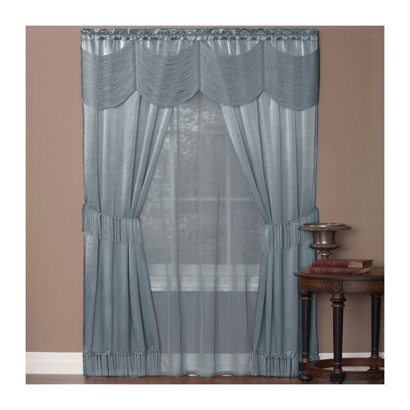 Mortimer Semi Sheer Curtain Pair, Ice Blue, 56" W x 84" L