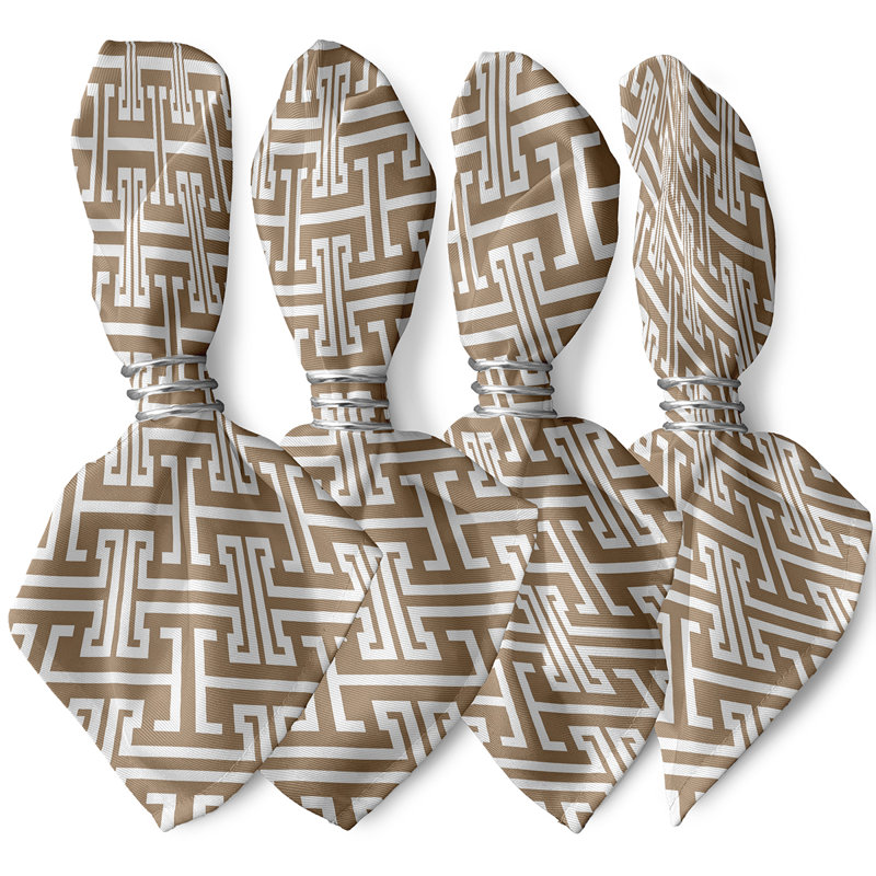 Larah Polyester Geometric Square Napkin, Brown