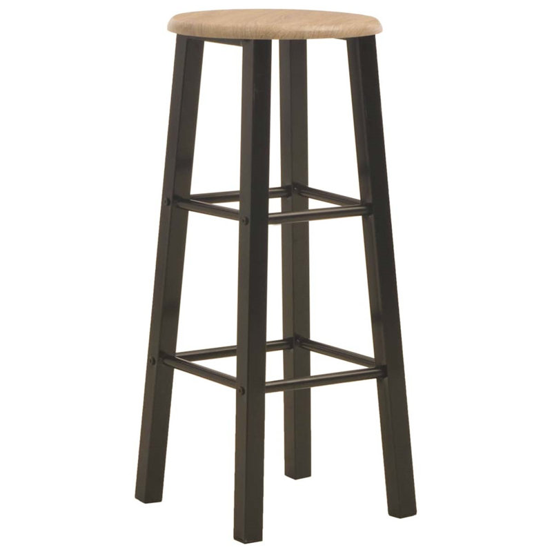 Damali Bar Stool with Steel Frame, Black, Brown