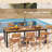 Palaiseur Rectangular Metal Acacia Wood Outdoor Dining Table With Umbrella Hole , 79'' in. W 35.5'' in. D