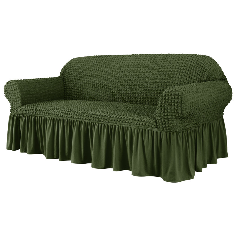 Stretchable Seersucker Box Cushion Sofa Slipcover, 41" H x 70" W x 42" D, Celadon Polyester Blend