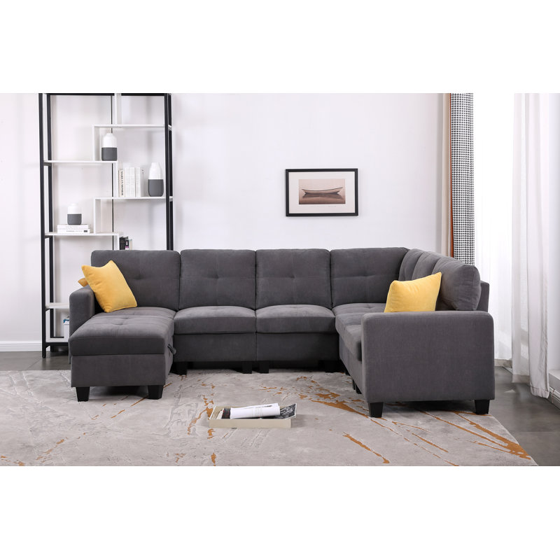 7 pièces rembourrées, 100 % polyester gris foncé
