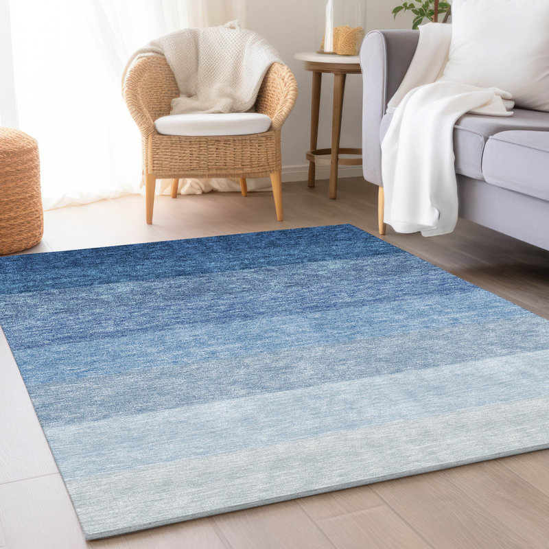 Premium Machine Washable Prisco Blue Rug, Rectangle 2'6" x 3'10"