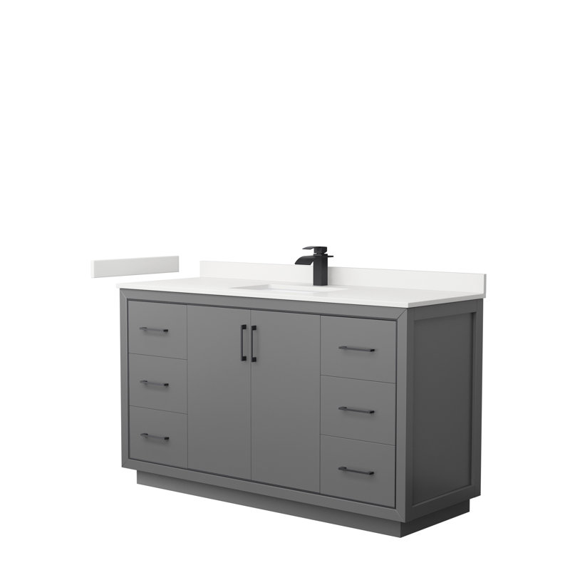 60'' W Single Vanity, WDX13373, Dark Gray, Brushed Nickel