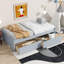 Lit simple en bois d'hévéa massif avec 2 tiroirs - Lit de rangement gris pour enfants ou petites pièces-1313560682