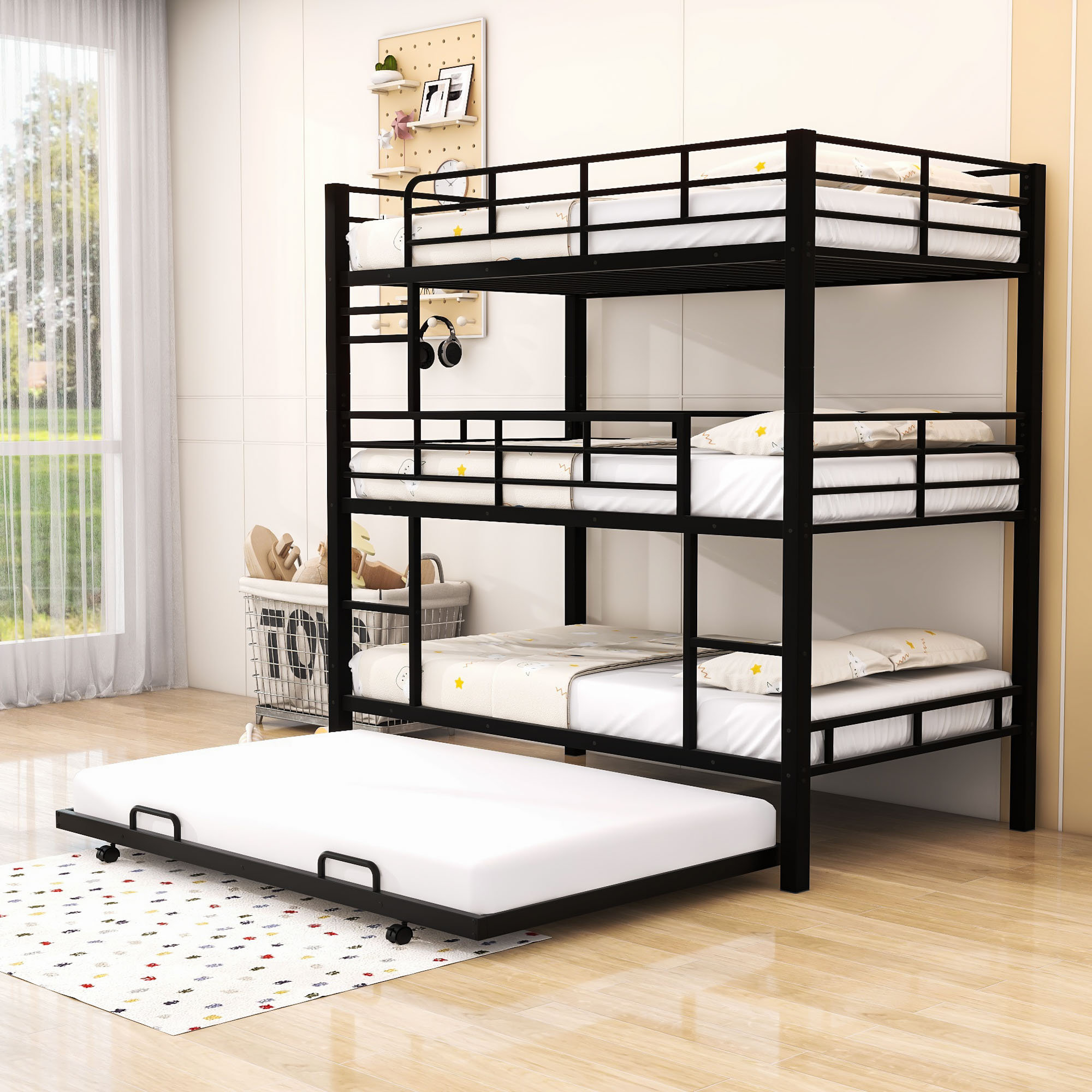 Isabelle & Max™ Twin Metal Bunk Bed With Trundle And Ladder - Wayfair ...