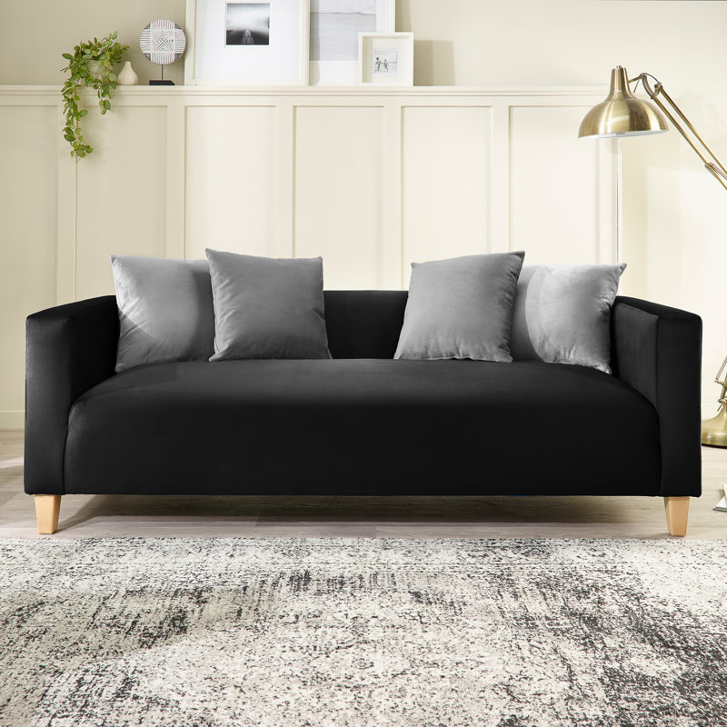 Aunchman 3 Seater Upholstered Sofa, Black