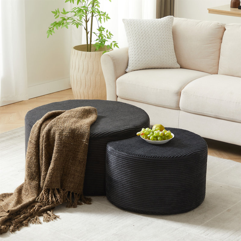 Ensemble de 2 tables basses gigognes, Black