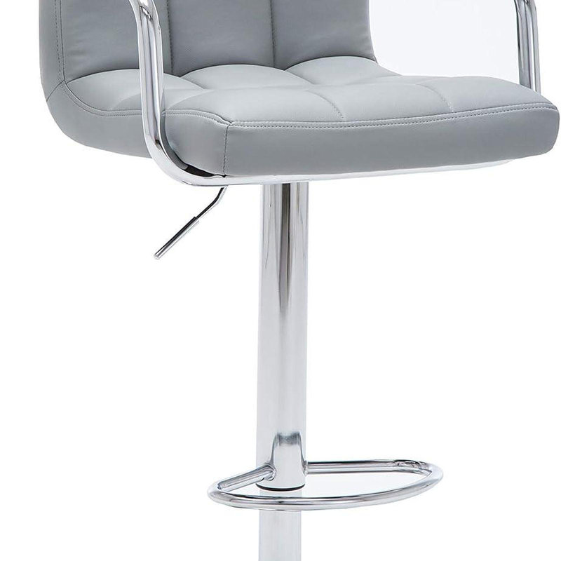 Tabouret de bar contemporain à accoudoirs pivotants avec coussin, gris, Gris, 1
