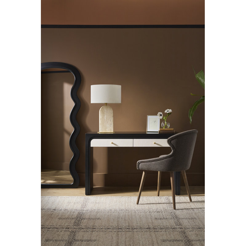 Landover White Abstract Full Length Mirror, Black