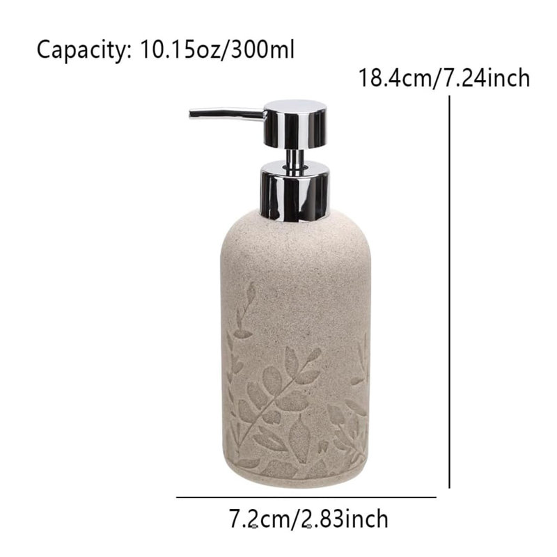2-Pack Matte Beige Hand Soap Dispenser Set | Sandstone Textured Resin for Bathroom & Kitchen