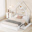Grand lit plateforme en bois avec garde-corps et 2 tiroirs-357688517
