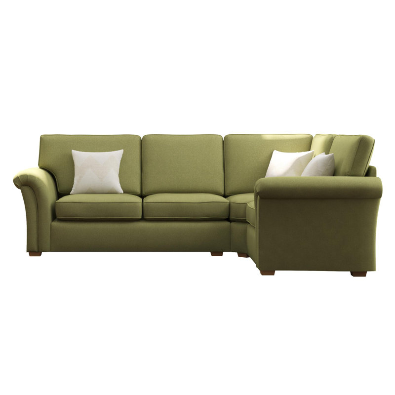 Castleacre Corner with two seats, Fixed Back, Left Hand Facing, Olive Polyester
