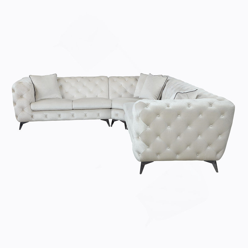 Canapé modulaire en tissu beige avec 4 coussins Atronia