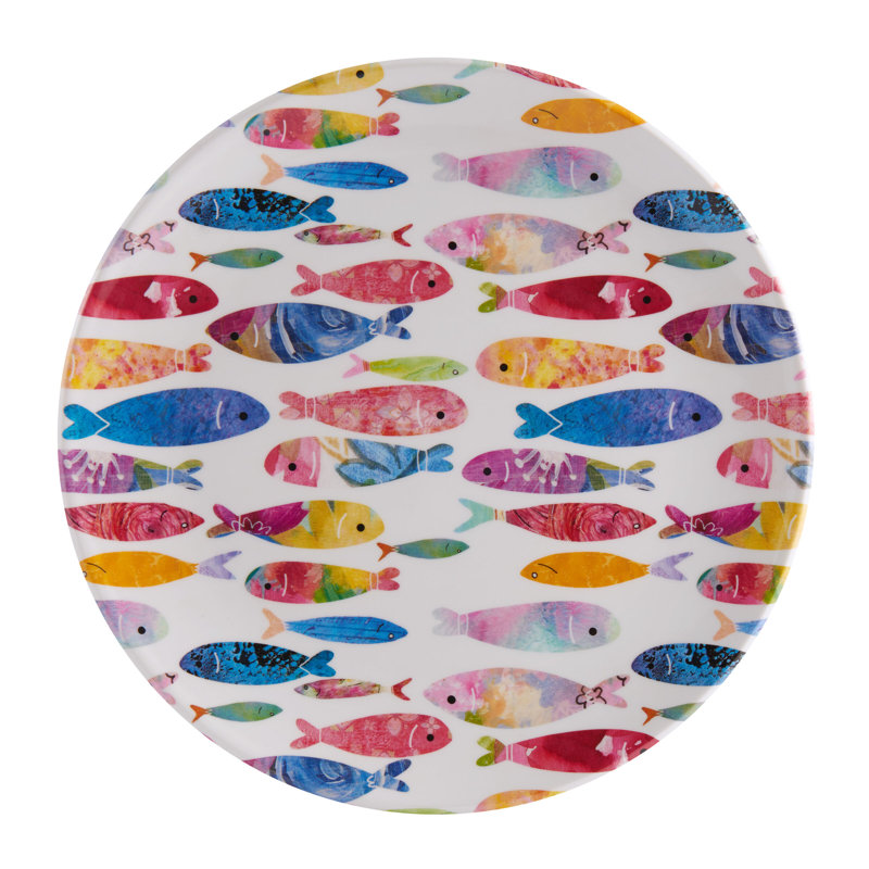 Colorful Fish Melamine 12-Piece Dinnerware Set, Service for 4