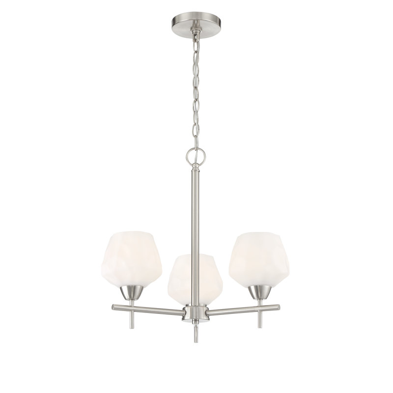 Lustre spoutnik classique / traditionnel à 3 lumières Muro, Nickel brossé, Givré